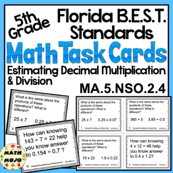 Preview of 5th Grade Math Task Cards Florida B.E.S.T. Estimating With Decimals MA.5.NSO.2.4