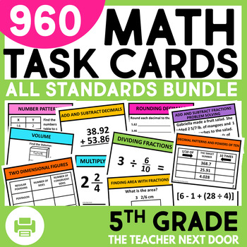 Preview of 5th Grade Math Task Cards Mega Bundle - 5th Grade Math Centers Math Review