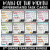 5th Grade Math Task Cards Monthly Math Spiral Review Diffe