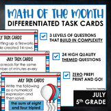 5th Grade Math Task Cards Monthly Differentiated | Math Sp