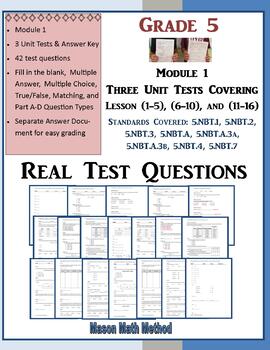 Preview of 5th Grade Math Test Bundle Covering Engage NY/Eureka Module 1 Lessons 1-16