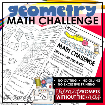 Preview of 5th Grade Math Test Prep Geometry Spiral Review Challenge