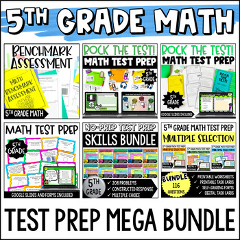 Preview of 5th Grade Math Test Prep MEGA Bundle w/ Digital Test Prep Activities