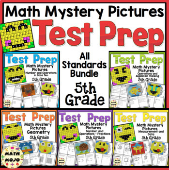 Preview of 5th Grade Math Test Prep Mystery Pictures - All Standards Mega Bundle