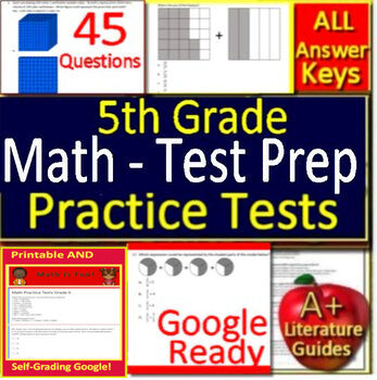 Preview of 5th Grade Math Test Prep Practice Test - Printable Copies and Google Forms