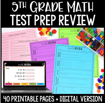 Preview of 5th Grade Math Test Prep Review | with Google Slides™ Math Digital Test Prep