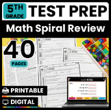 5th Grade Math Test Prep Review | Daily Spiral Review for Month Before Testing