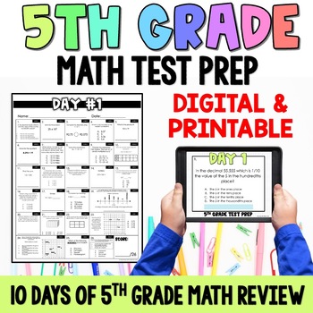 Preview of 5th Grade Math Test Prep Review | Printable and Digital