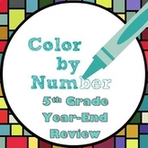 Preview of 5th Gr Math - Year End Review Color by Number - NOW DIGITAL with GOOGLE FORMS