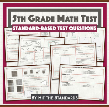 Preview of 5th Grade Math Test Standard Based Review Benchmark Pretest STAAR  End of Year
