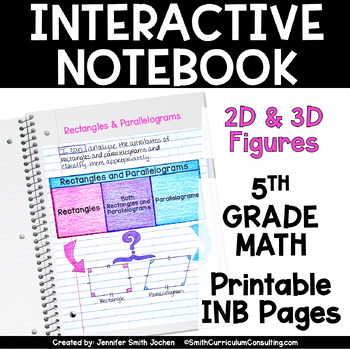 Preview of 5th Grade Math Two and Three Dimensional Figures Interactive Notebook Printable