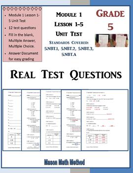 Preview of 5th Grade Math Qtr 1 Unit 1 Test/Assessment Eureka/Engage NY Mod 1 Less 1-5