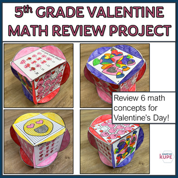 Preview of 5th Grade Math Valentine Review Cube Project