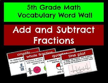 Preview of 5th Grade Math Vocabulary_Add and Subtract Fractions