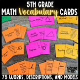 5th Grade Math Vocabulary Cards: Geometry, Graphing, Fract