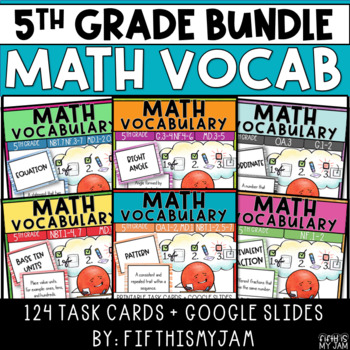 Preview of Math Vocabulary Task Card Bundle | 5th Grade Terms