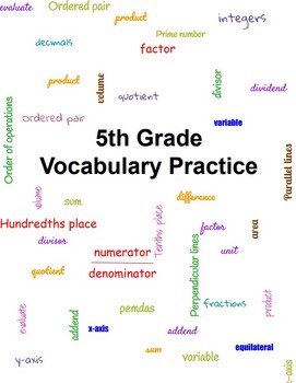 Preview of 5th Grade Math Vocabulary Practice