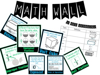 Preview of 5th Grade Math Vocabulary Word Wall