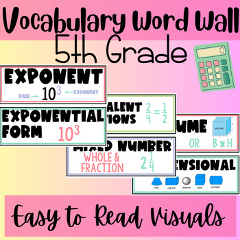 Preview of 5th Grade Math Vocabulary Word Wall