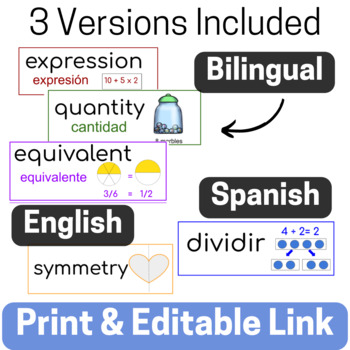 SPANISH 5th Grade Extended Math Word Wall