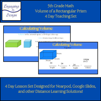 Preview of 5th Grade Math: Volume of a Rectangular Prism Virtual, Distance Learning Lessons