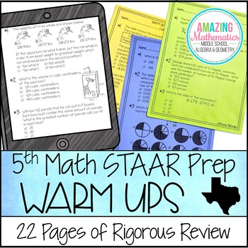 Preview of 5th Grade Math Warm Ups - STAAR Review & Prep
