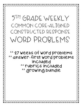 Preview of 5th Grade Math Weekly Constructed Response Word Problems