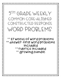 5th Grade Math Weekly Constructed Response Word Problems