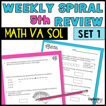 Preview of 5th Grade Math Weekly Spiral Review -Set 1- VA Aligned