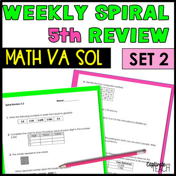 Preview of 5th Grade Math Weekly Spiral-Set 2- Review VA Aligned