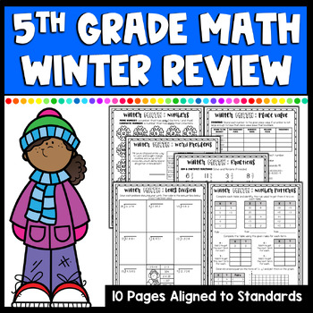 Preview of 5th Grade Math Winter Math Packet | Test Prep, Homework, Assessments