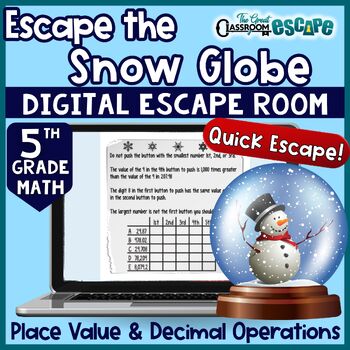 Preview of Winter Escape Room Place Value & Decimals Digital 5th Grade Math Activity