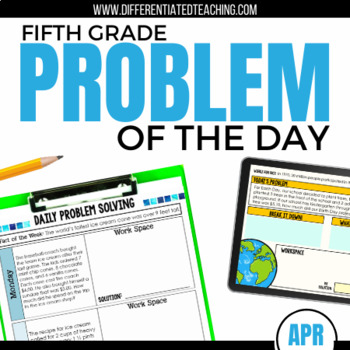 Preview of 5th Grade Math Word Problem of the Day | April Math Problem Solving Bundle