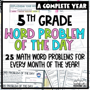 Preview of 5th Grade Math Word Problem of the Day | Bundle