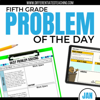 Preview of 5th Grade Math Problem of the Day | Winter Math Word Problems for January 