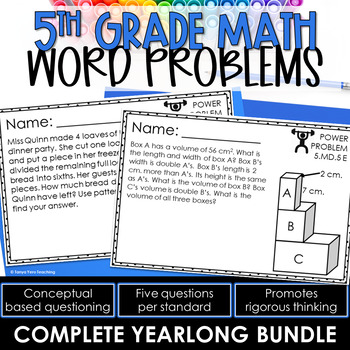 Preview of 5th Grade Word Problems Math | Math Spiral Review | Math Test Prep YEARLONG