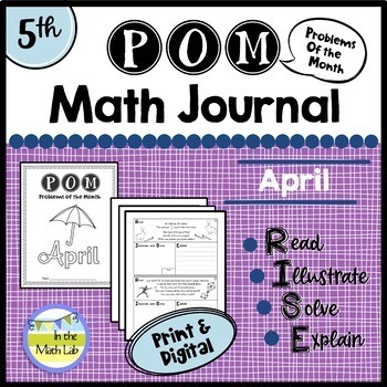 Preview of 5th Grade Math Word Problems APRIL Journal - 3 Formats Included