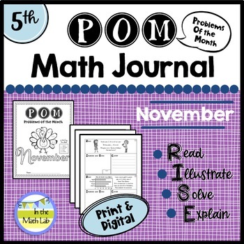 Preview of 5th Grade Math Word Problems NOVEMBER Journal - 3 Formats Included