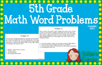 Preview of 5th Grade Math Word Problems Set 5