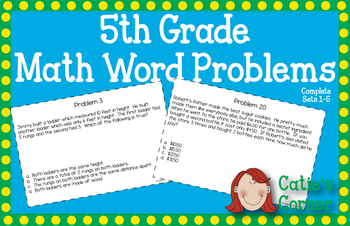 Preview of 5th Grade Math Word Problems Sets 1-5