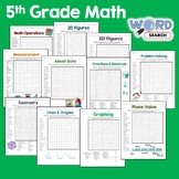 5th Grade Math Word Search Puzzle Activity Worksheet Fract