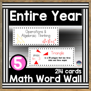 Preview of 5th Grade Math Word Wall & Math Vocabulary Words FOR ALL MATH STANDARDS