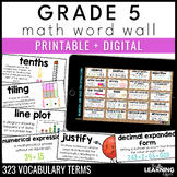 5th Grade Math Word Wall | Printable Vocabulary Cards and 