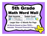 5th Grade Math Word Wall for Texas TEKS--2 per page