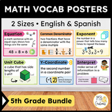 5th Grade Math Word Wall Posters English/Spanish CCSS Voca