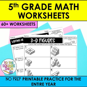 Preview of 5th Grade Math Worksheets | Full Year Handouts and Printouts | Independent Work