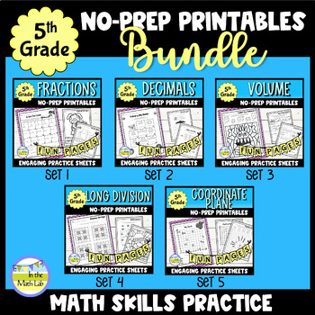 Preview of 5th Grade Math Worksheets BUNDLE | 5 Sets