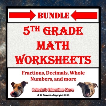 Preview of 5th Grade Math Worksheets Bundle (78 products!) (SAVE 50%!) PLUS FREEBIE