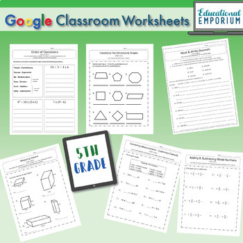 5th grade math worksheets digital and paper mega bundle google and pdf formats