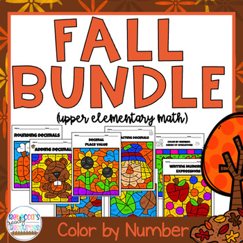 Preview of 5th Grade Math Worksheets Fall Color by Number Bundle